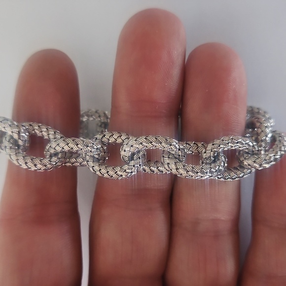 Elegant JCM Italian Sterling Silver Woven Chain Link Bracelet - Picture 5 of 6